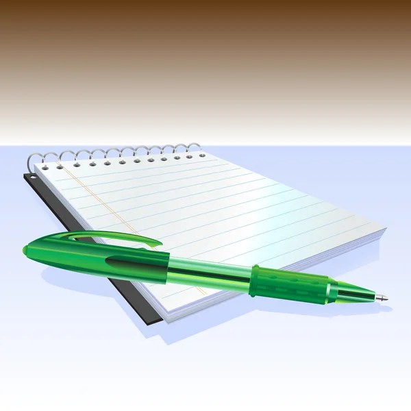 Caneta elegante e notebook — Vetor de Stock