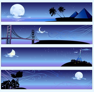 romantic travel banners clipart