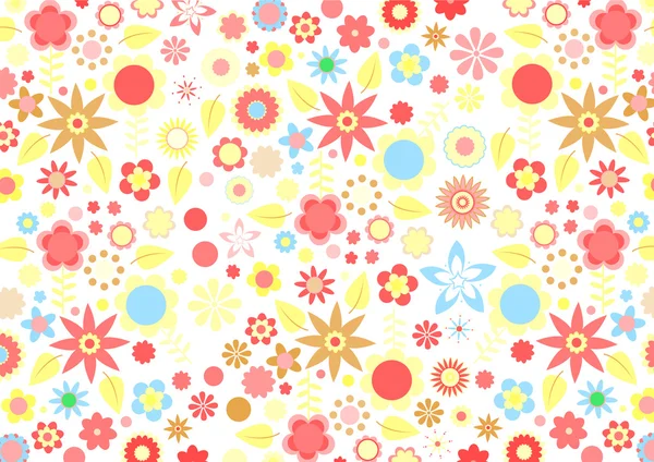 Flowers and leaves retro pattern — Stock Vector