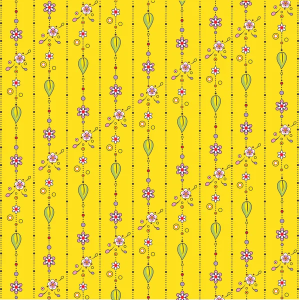 Fleurs et feuilles funky motif rétro — Image vectorielle