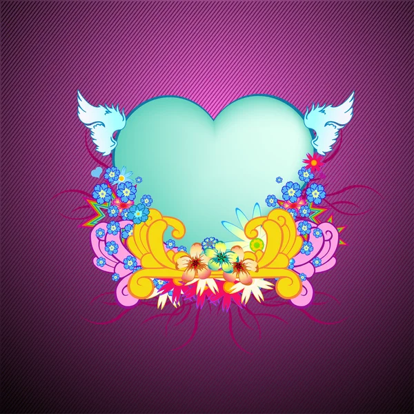 Cadre floral en forme de coeur — Image vectorielle