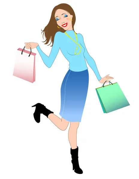 Vrouw tijdens het winkelen — Stockvector