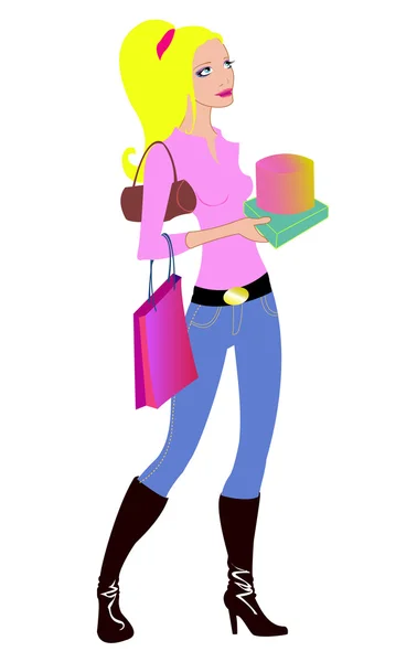 Mujer durante las compras — Vector de stock