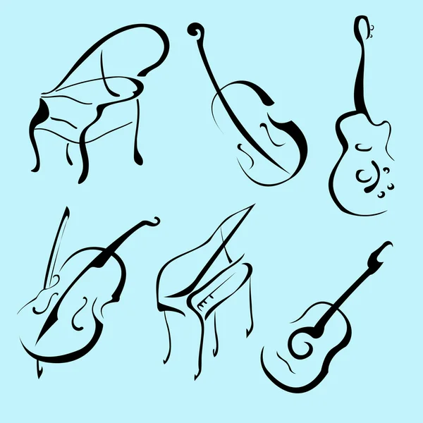 Ensemble de conception d'instruments de musique — Image vectorielle