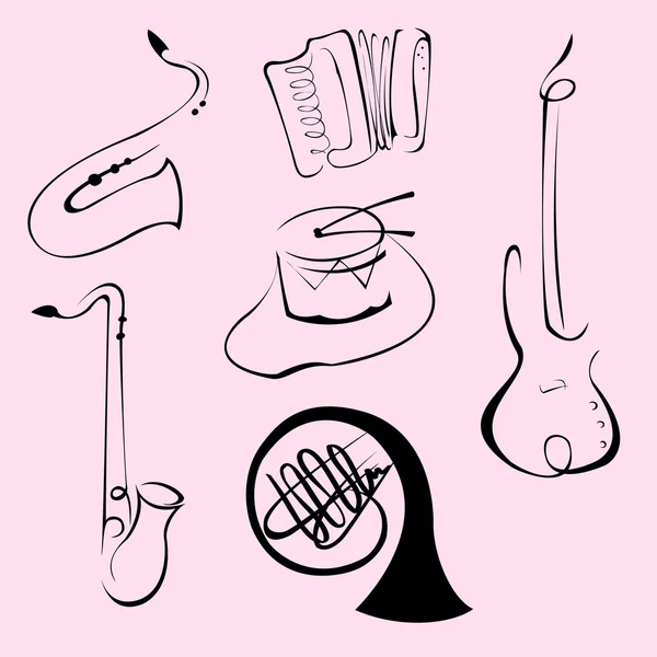 Music Instruments Design Set — Stock Vector
