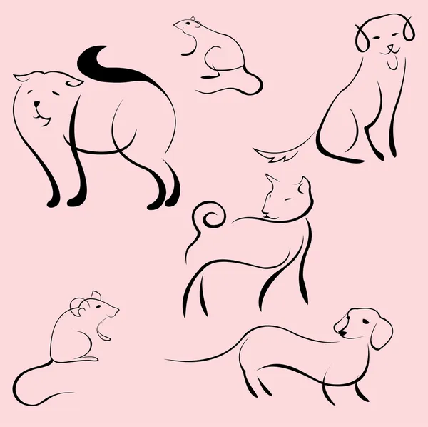 Set de diseño de animales domésticos — Archivo Imágenes Vectoriales