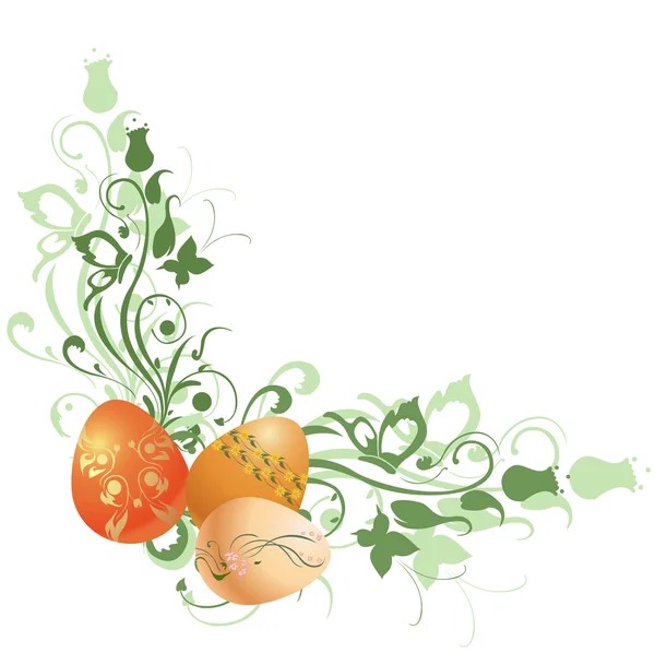 Marco floral decorado con huevos de Pascua — Vector de stock