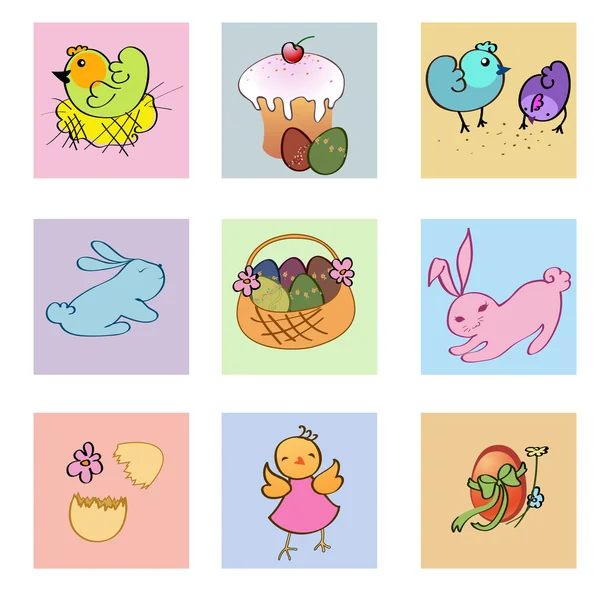 Drôles d'icônes de Pâques — Image vectorielle