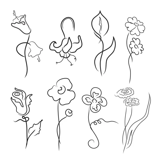 Σχεδιάσουν λουλούδια — Διανυσματικό Αρχείο