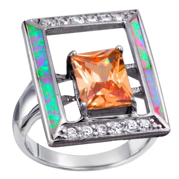 Rings with gemstones isolated on white background — Stock Photo, Image