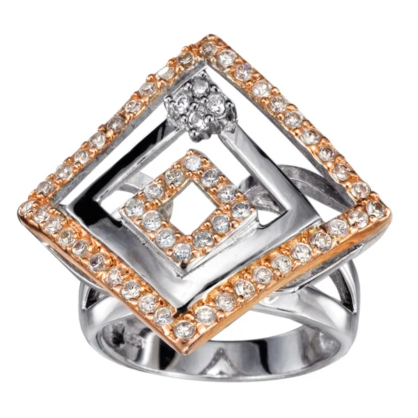 Anéis com pedras preciosas isoladas em fundo branco — Fotografia de Stock