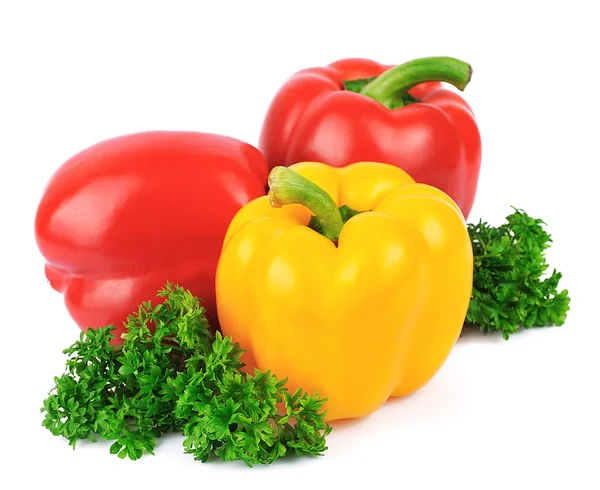 Peppers and curly parsley — Stock Photo, Image
