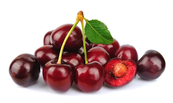 Sweet cherry s listovým — Stock fotografie