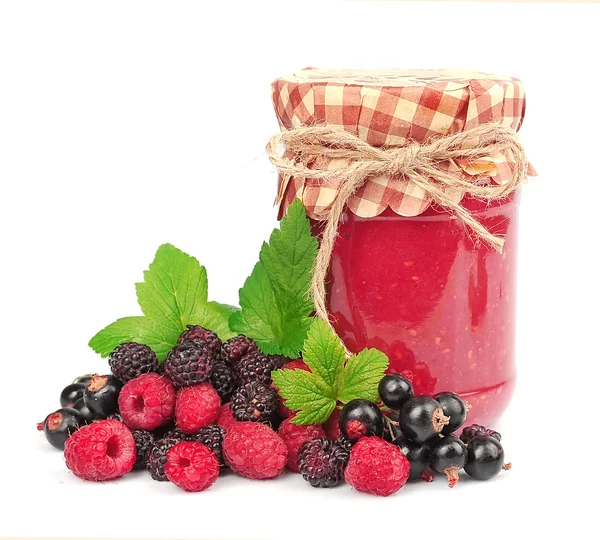 Jam and wild berries — Stock Photo, Image