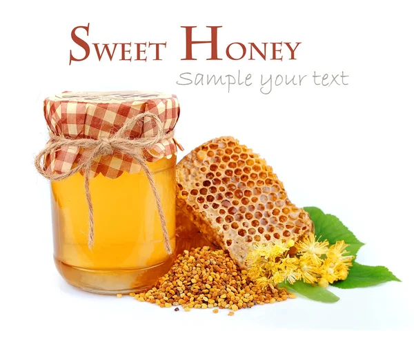 Linden honey and honeycomb — Stock Photo, Image