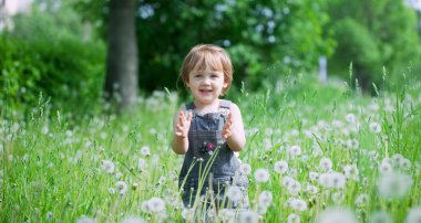 Two-year child in summer clipart