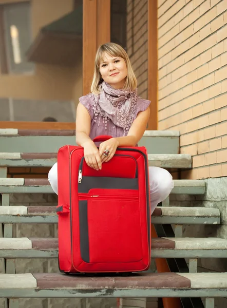 Woman with baggage — Stock Photo, Image