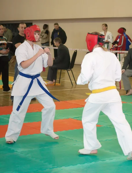 Campeonato nacional entre juniores por kyokushin karate — Fotografia de Stock