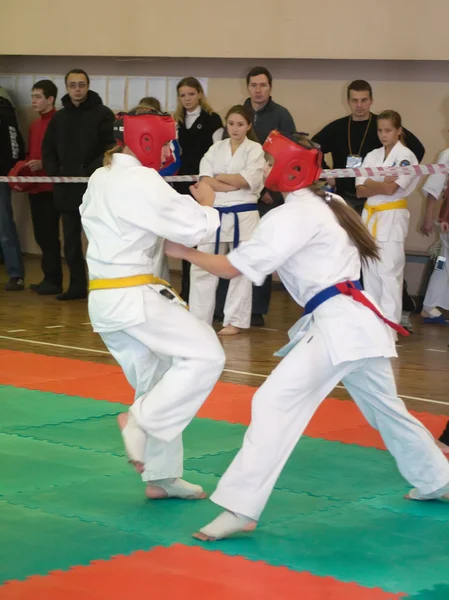 Campeonato nacional entre juniors por kyokushin karate — Foto de Stock
