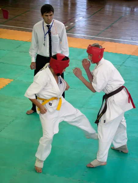National championship among juniors by kyokushin karate — Stock Photo, Image