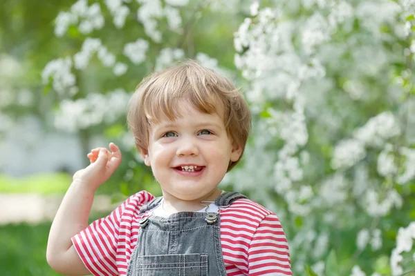 Happy toddler in spring — Stock Photo, Image