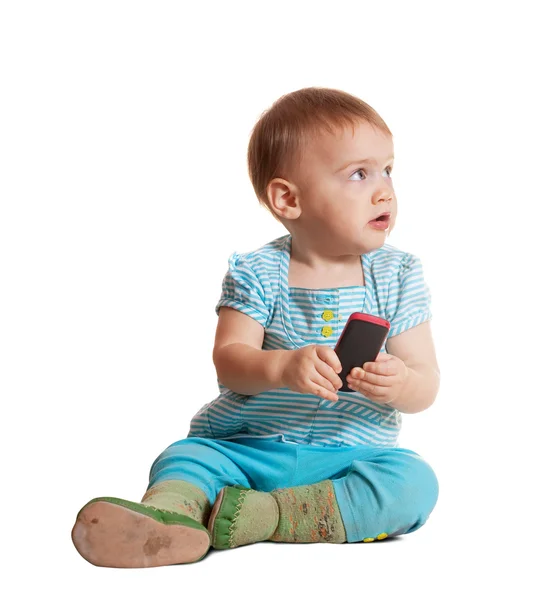Μικρών παιδιών, χρησιμοποιώντας το κινητό τηλέφωνο — Φωτογραφία Αρχείου