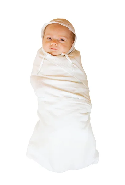 Bebê em fralda sobre branco — Fotografia de Stock