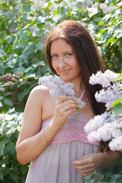 Portrait of woman in lilac — Stock Photo, Image