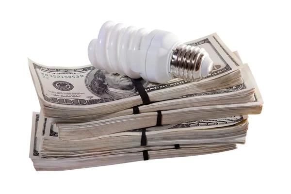 Lampa på pengar. isolerad på vit — Stockfoto