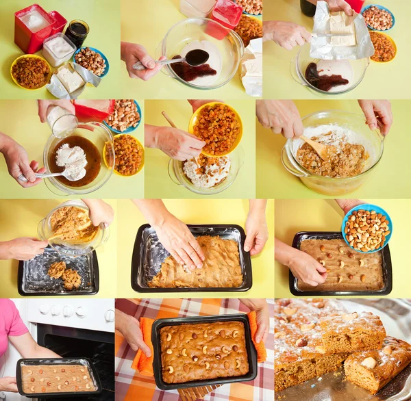 Stages of cooking of honey cake — Stock Photo, Image