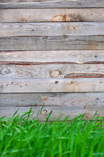 Holzzaun mit Gras — Stockfoto