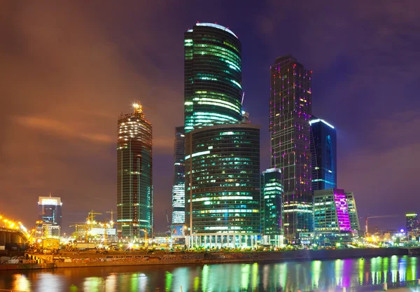 stock image Moscow business centre in summer night