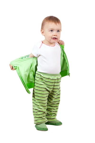 Year-old child standing over white — Stock Photo, Image