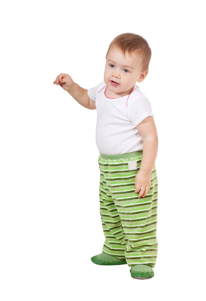 Toddler standing over white — Stock Photo, Image