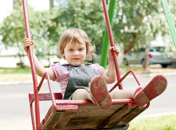 Baby girl on swing — Stock Photo, Image