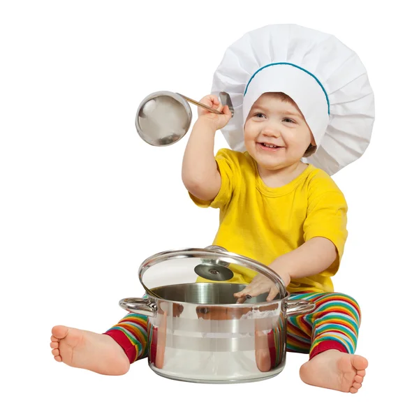 Baby kuchařka pan. izolované na bílém — Stock fotografie