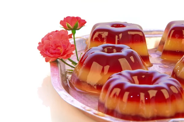 Fruit jelly and rose — Stock Photo, Image
