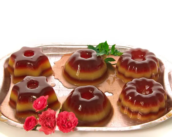 Fruit jelly with rose and mint — Stock Photo, Image