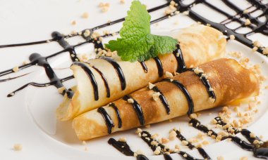 French crepes with chocolate sauce clipart