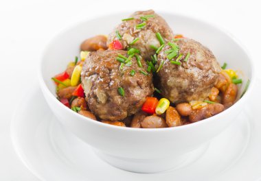 Mexican Meatballs with haricot clipart