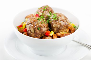 Meatballs with haricot clipart