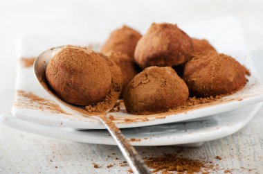 çikolata truffles. yakın çekim