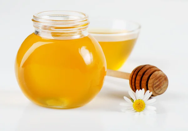 유리병 속의 꿀 — 스톡 사진