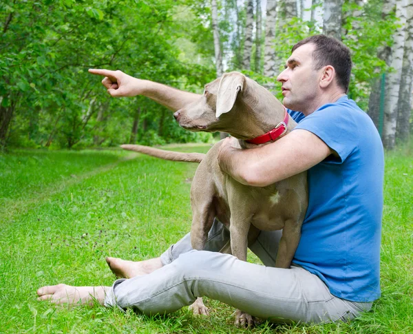 Om și câine — Fotografie, imagine de stoc