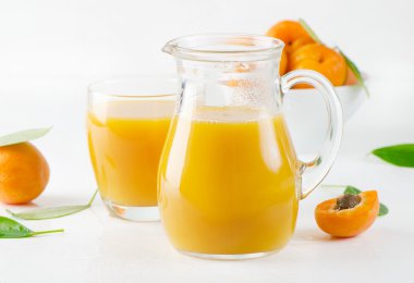 Fresh apricots juice clipart