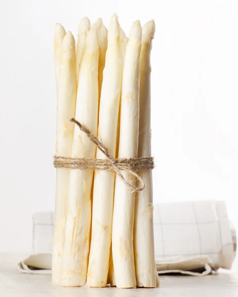 stock image White asparagus on wooden table