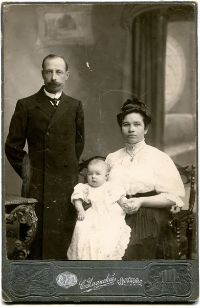 Rusya Xix Yüzyılın Sonunda Yaklaşık Antika Fotoğraf Bir Aile Ile — Stok fotoğraf