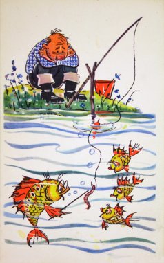 Fishes lesson USSR - CIRCA 1959 clipart