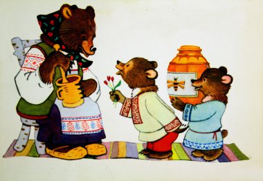 Bears congratulate my mother on his birthday, my mother prepares clipart