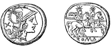 baş tanrıçası roma, castor ve pollux, Roma denarius
